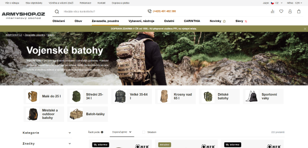 Vojenské batohy z Armyshop.cz